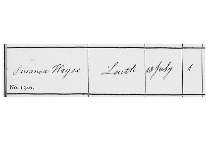 Burial of first child, age 1