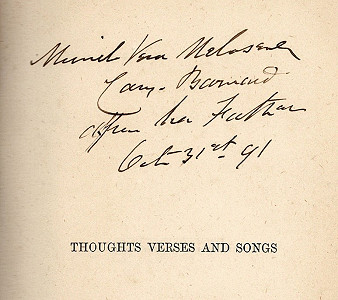 Inscription by Claribel's husband