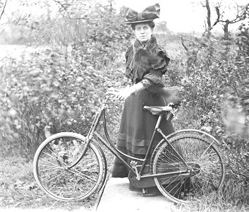 Lady with her bicycle