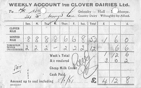 Invoice for milk
