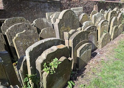 Gravestones around perimeter