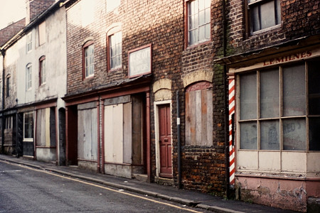 Houses in 1977, shortly before demolition